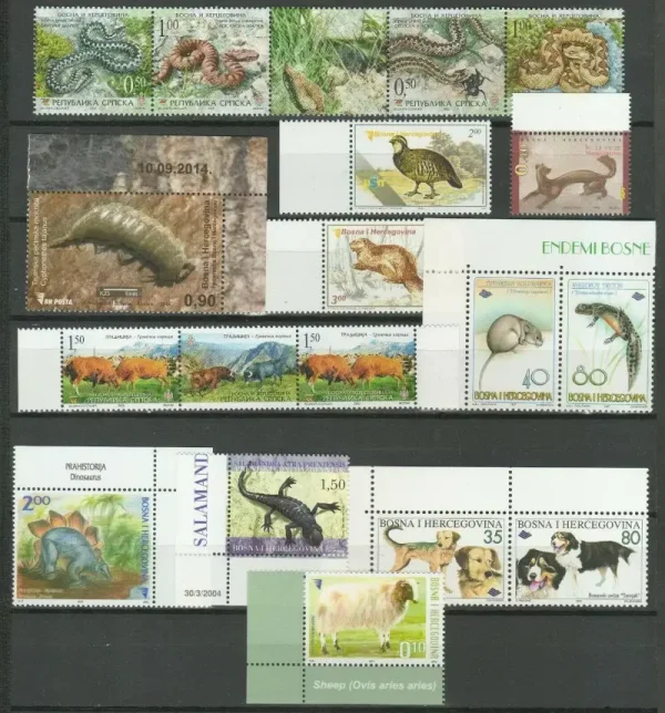 Bosnia and Herzegovina year 1995-2015 Fauna animals postage stamps