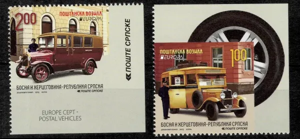 Bosnia postage stamps year 2013 Europa CEPT - Old timers Cars