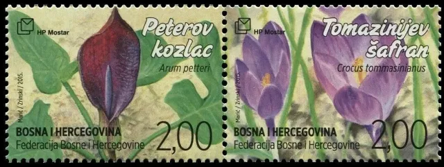 Bosnia stamps year 2015 Flowers - Kozlac and Safran set