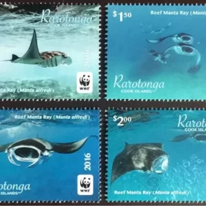 Cook Islands year 2016 - Fauna / marine life Manta Fish postage stamps