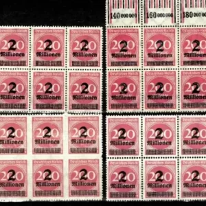 Germany Weimar Republic year 1923 stamps 2m/200 mark shades