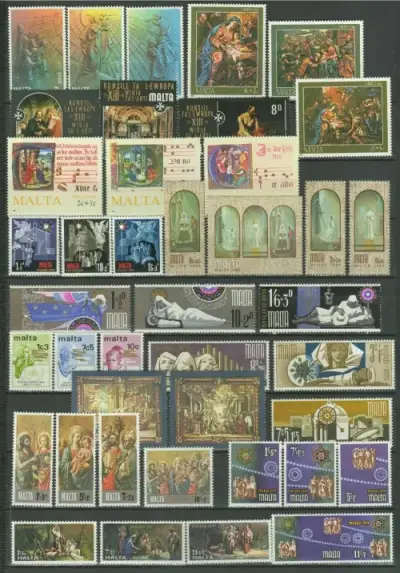 Malta year 1970 / 1985 Christmas - religious art stamps