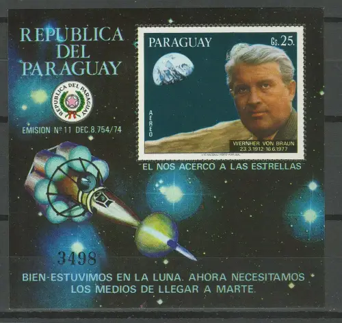 Paraguay year 1977 stamp Space - Werner von Braun
