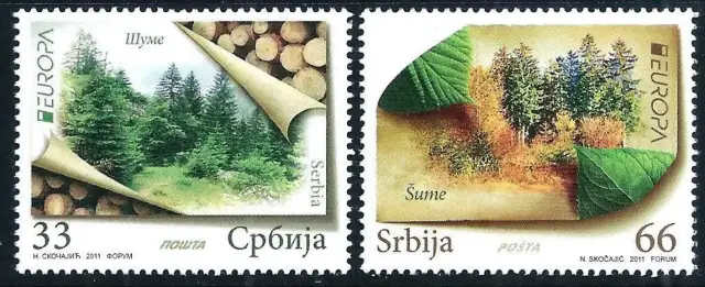 Serbia year 2011 Europa CEPT stamps - Forests set