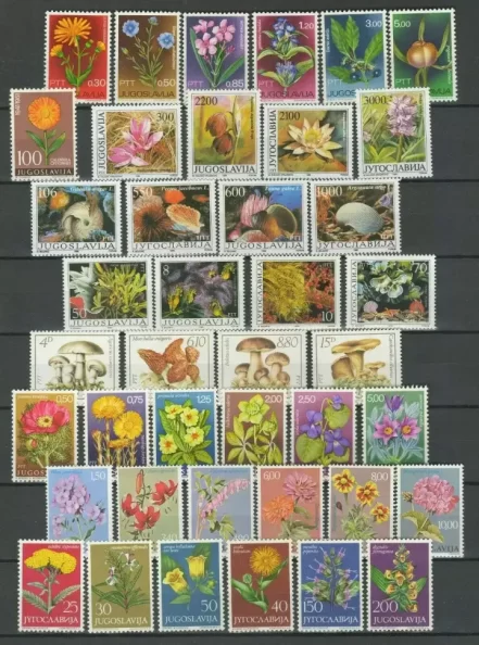 Yugoslavia 1960 / 1990 postage stamps Flora – flowers, sea life