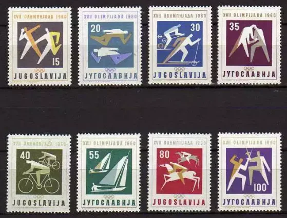 Yugoslavia 1960 Olympic Games Rome postage stamps