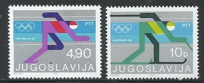 Yugoslavia year 1980 stamps Winter Olympic Games Lake Placid