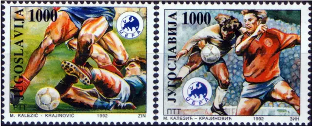 Yugoslavia year 1992 stamps - Football Euro cup Sweden