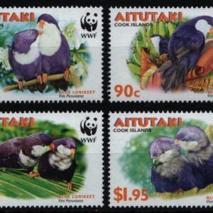 Aitutaki year 2002 stamps WWF Birds/Blue Lorikeets/Parrots full set ☀ MNH**