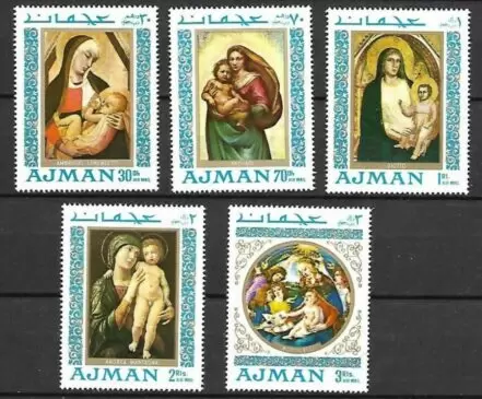 Ajman year 1968 stamps - Art / Painting Madonna ☀ MNH (**) set