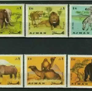 Ajman year 1969 stamps - Fauna / Wild Animals - Paintings full set ☀ MNH**