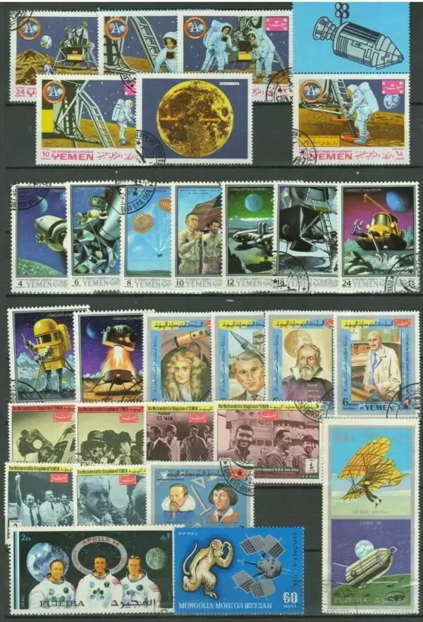 Ajman – Yemen Universe Spaceplane Plane Apollo stamps