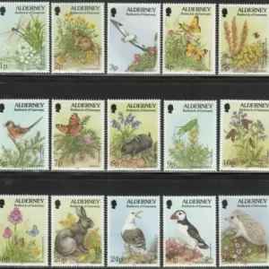 Alderney year 1994-95 stamps Flora Fauna Birds Butterfly full set