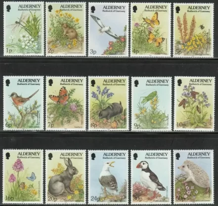 Alderney year 1994-95 stamps Flora Fauna Birds Butterfly full set