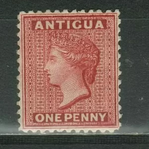 Antigua year 1872 stamp - One penny Scarlet CV £200 / Mint hinged