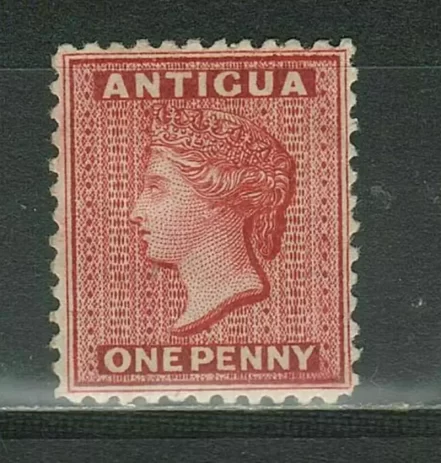 Antigua year 1872 stamp - One penny Scarlet CV £200 / Mint hinged