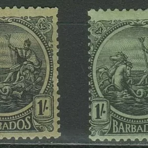 Barbados 1921/24 Black/Emerald stamps