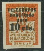 Barcelona Telegraph 1934 10 cts Imperforated