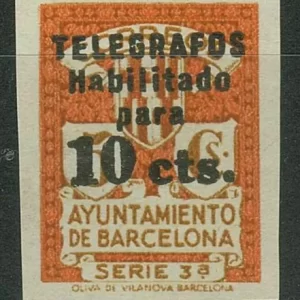 Barcelona Telegraph 1934 10 cts Imperforated