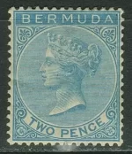 Bermuda year 1866 - 2 Pence CV £475 - Mint hinged stamp