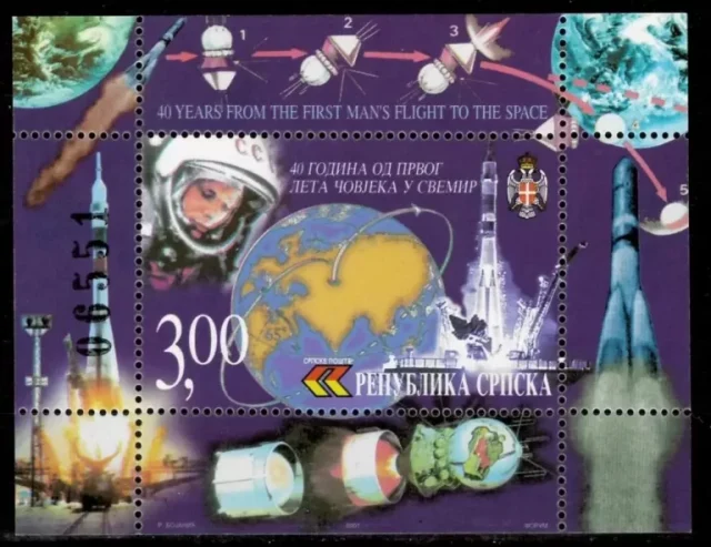 Bosnia - R. Srpska 2001 / 40th Anniversary of the First Man`s Flightto the Space MNH**