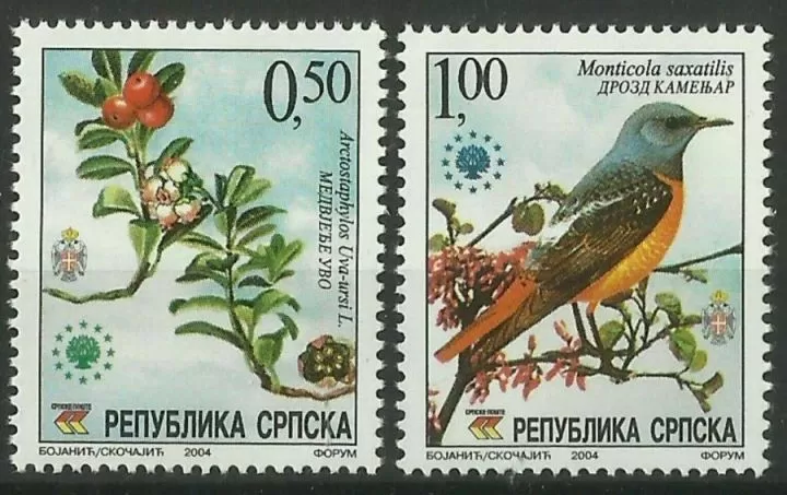 Bosnia – R.Srpska 2004 European Nature Protection – Birds, Flowers