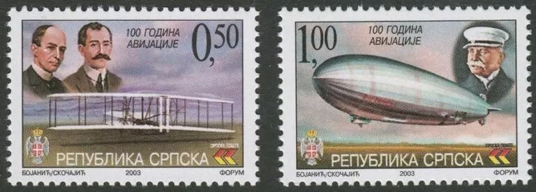 Bosnia - R. Srpska year 2003 - Aviation, Wright Brothers full set