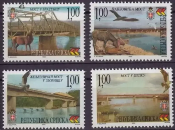 Bosnia year 2000 stamps - Bridges on the river Drina - Birds MNH**