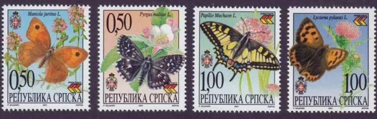 Bosnia year 2001 stamps - Fauna / Butterflies Complete set