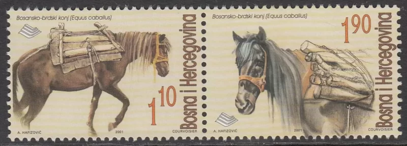 Bosnia year 2001 stamps Fauna - Horses full set