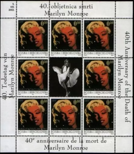 Bosnia year 2002 stamps Marilyn Monroe