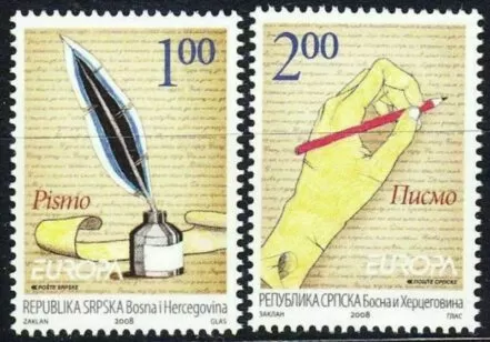 Bosnia year 2008 Europa Cept – Writing Letters postage stamps