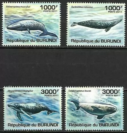 Burundi 2011 stamps Fauna - Marine life - Whales MNH full set postage stamps