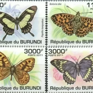 Burundi year 2011 stamps Fauna-Butterflies Complete set MNH**