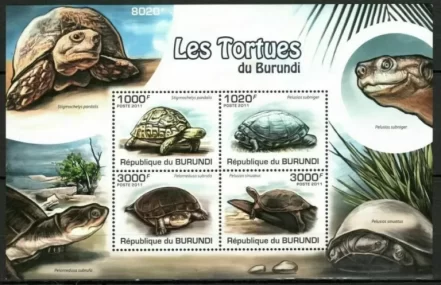 Burundi year 2011 stamps Turtles - Animals Marine life set MNH**