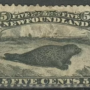 Canada / Newfoundland year 1868 5c Harp Seal black MH stamp