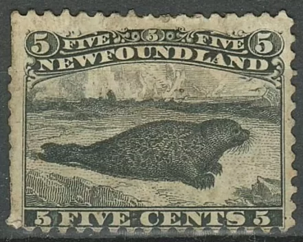 Canada / Newfoundland year 1868 5c Harp Seal black MH stamp