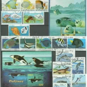 Cuba – fauna marine life Used postage stamps