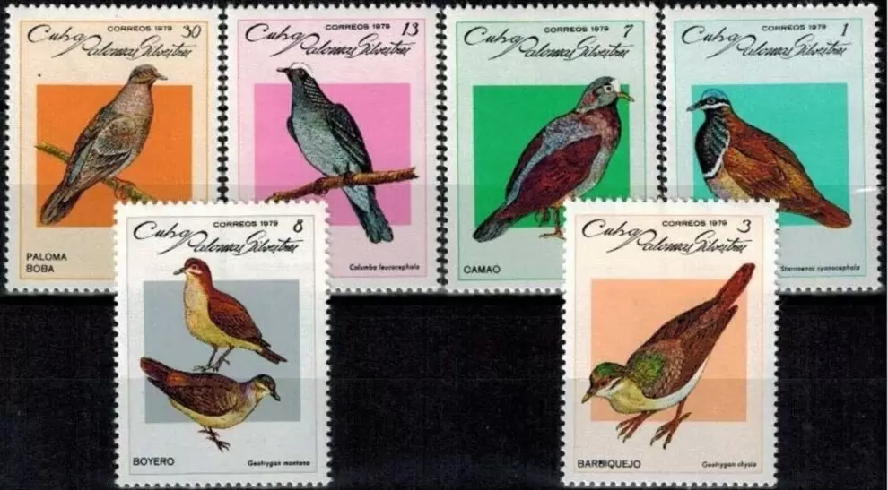 Cuba Fauna year 1979 Birds pigeons stamps set