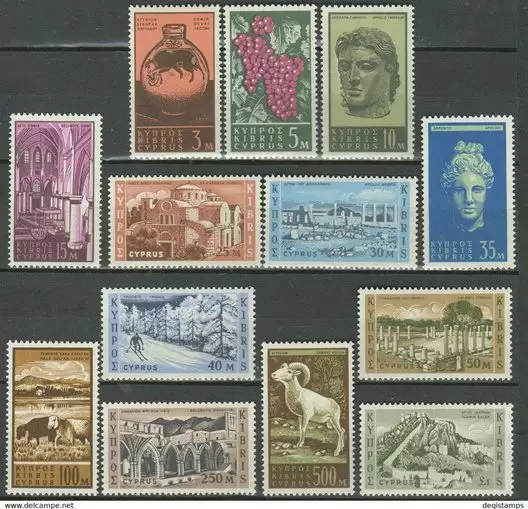 Cyprus year 1962 stamps – Complete set SG 211/23 MNH