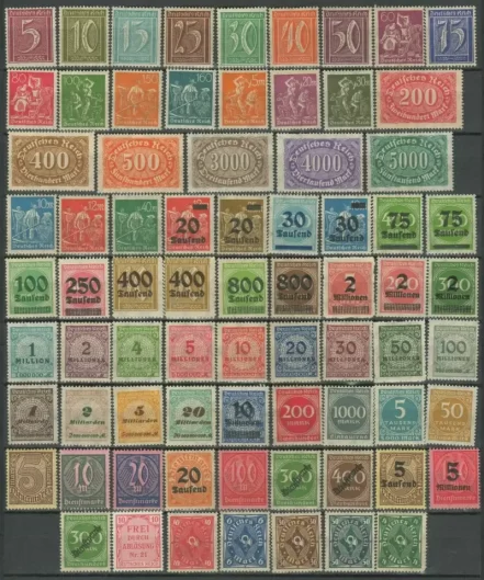 German Reich 1921/23 Numerals, Workers post horns postage stamps collection