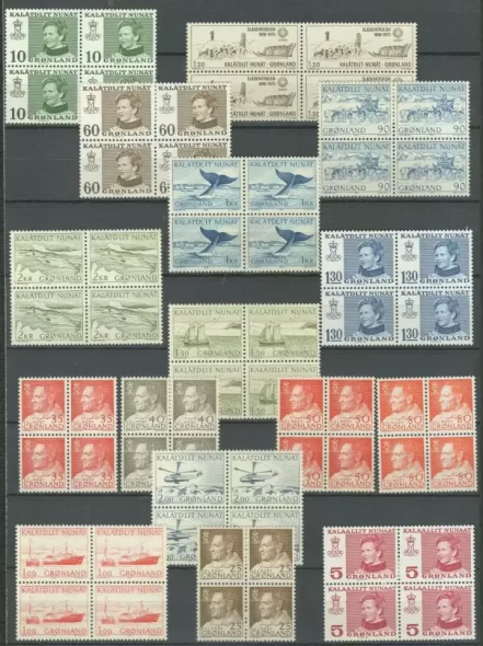 Greenland 1950/70 Lot of MNH blocks – Nature, Ships, whale , seal