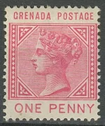 Grenada year 1883 - 1d Carmine SG.31 - Cat £90 MH stamp