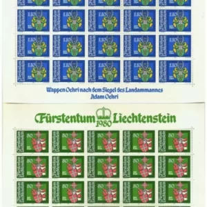 Liechtenstein 1980 Coats of Arms postage stamps