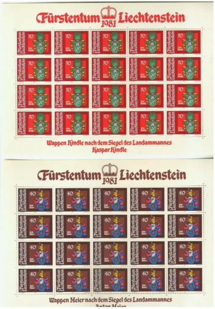 Liechtenstein 1981 Coats of Arms stamps Full Sheet