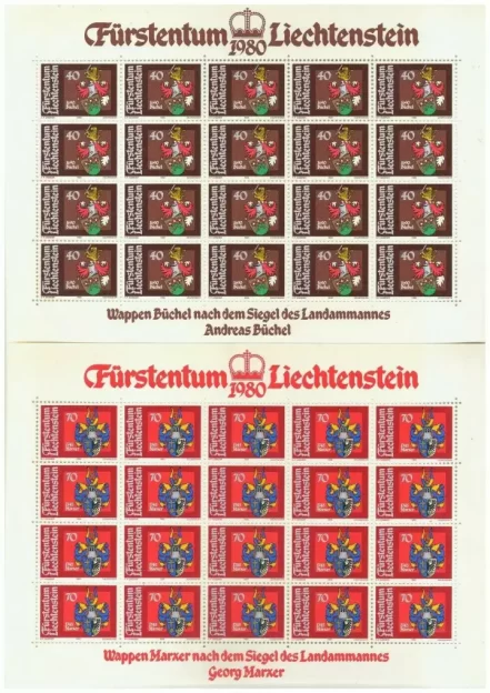 Liechtenstein 1981 Coats of Arms stamps Full Sheet