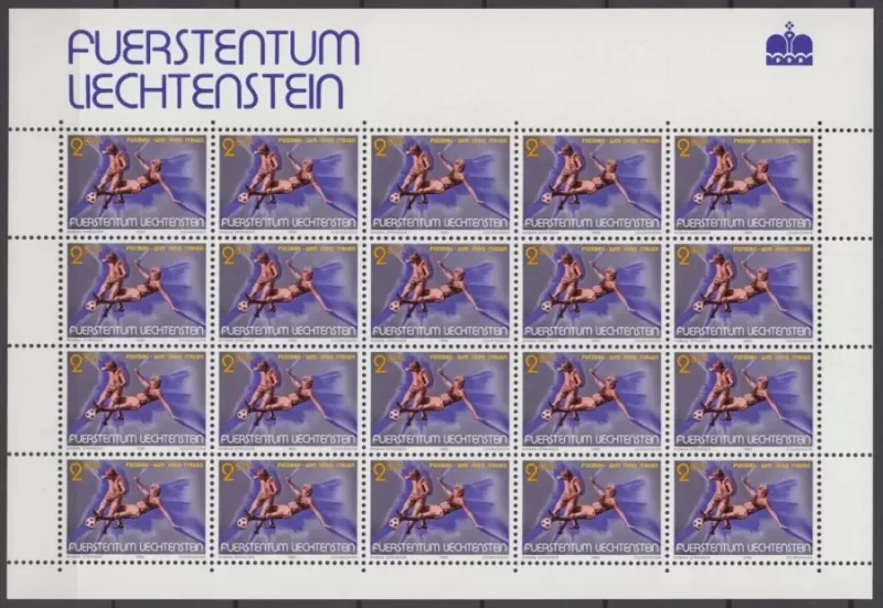 Liechtenstein 1990 Football World cup Italia – Full Sheet of 20 MNH