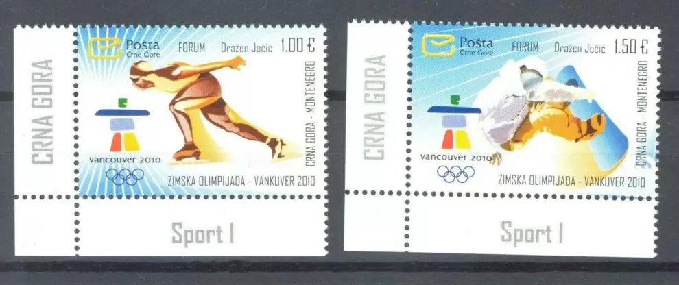 Montenegro year 2010 Winter Olympic Games Vancouver Canada postage stamps set