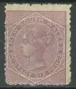 New South Wales 1871 6 p.pale lilac MH stamp