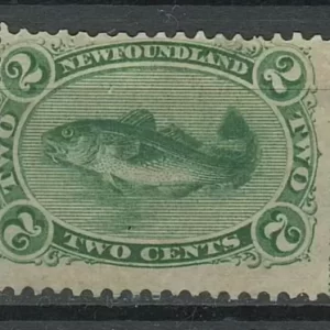 Newfoundland year 1866 2 c. stamps Fish